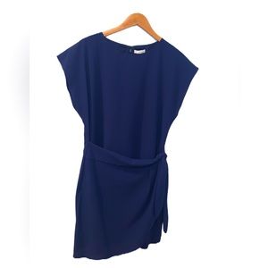 H Halston Navy Mini Wrap Dress Size Large